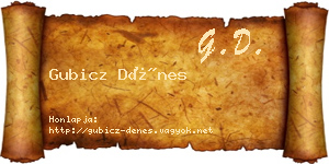 Gubicz Dénes névjegykártya